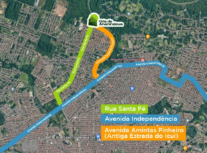 Mapa de chegada na Orla de Ananindeua.