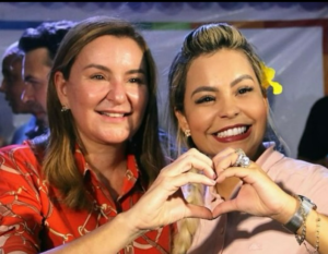 Na foto, do lado esquerdo, a vice-governadora do estado do Pará, Hana Ghassan e ao seu lado, a prefeita de Marituba, Patrícia Alencar.