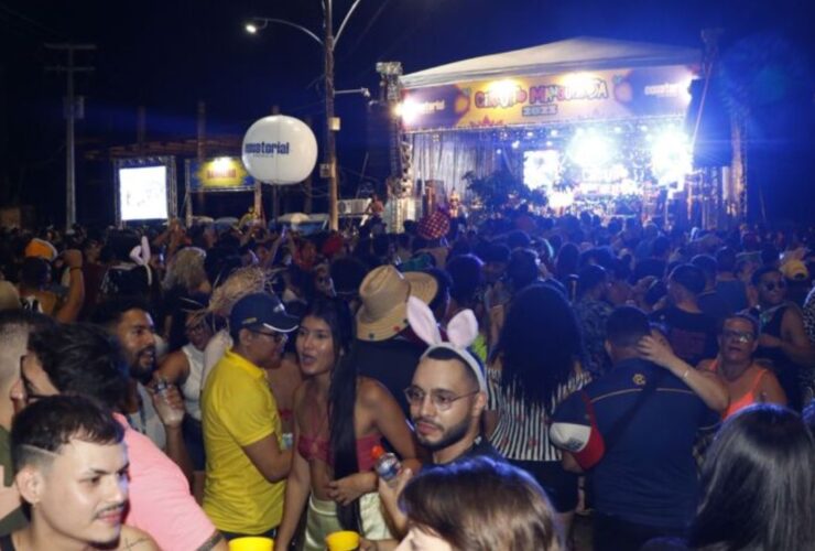 Multidão de pessoas curtem uma festa de carnaval