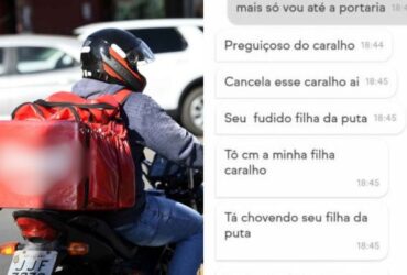 Motorista de aplicativo e mensagens em uma plataforma digital de entregadores de alimentos