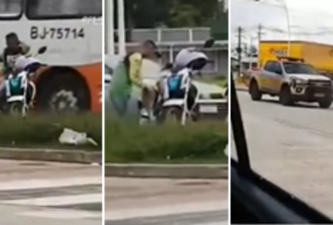 Motociclista em uma via movimentada de Belém