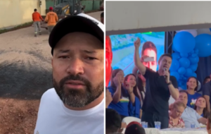 Prefeito de Salinópolis de bené branco e ministro das cidades de camisa azul