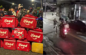 Motoristas de aplicativo fechando a rua