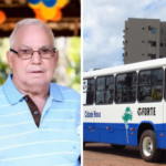 Empresário Nelson Lage e um ônibus da Viação Fprte