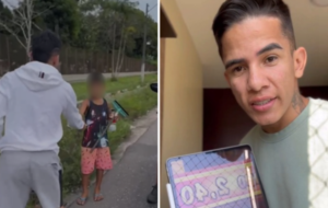 Mago das unhas distribuindo dinheiro em Belém