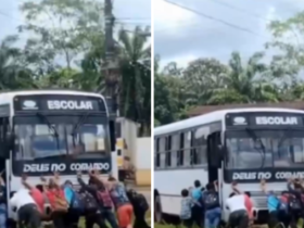 Ônibus atolado em Santo Antônio do Tauá