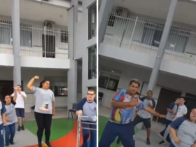 Crianças da APAE dançando o hit da cantora paraense Joelma