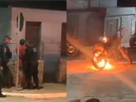 moto em chamas