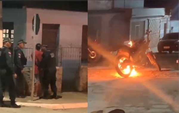 moto em chamas