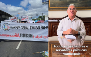 cartaz de greve e edmilson