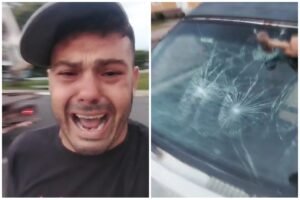 Homem destrói o próprio carro após ser parado em blitz