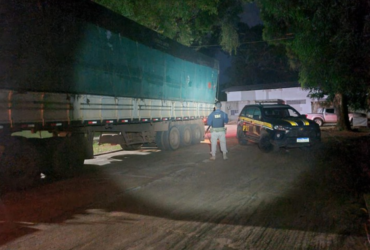 carreta abarrotada de carvão ilegal