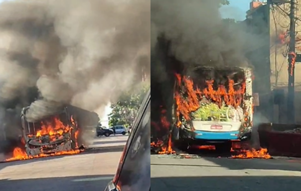 Ônibus pegando fogo