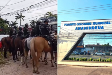 Polícia em frente ao Pronto-Socorro de Ananindeua