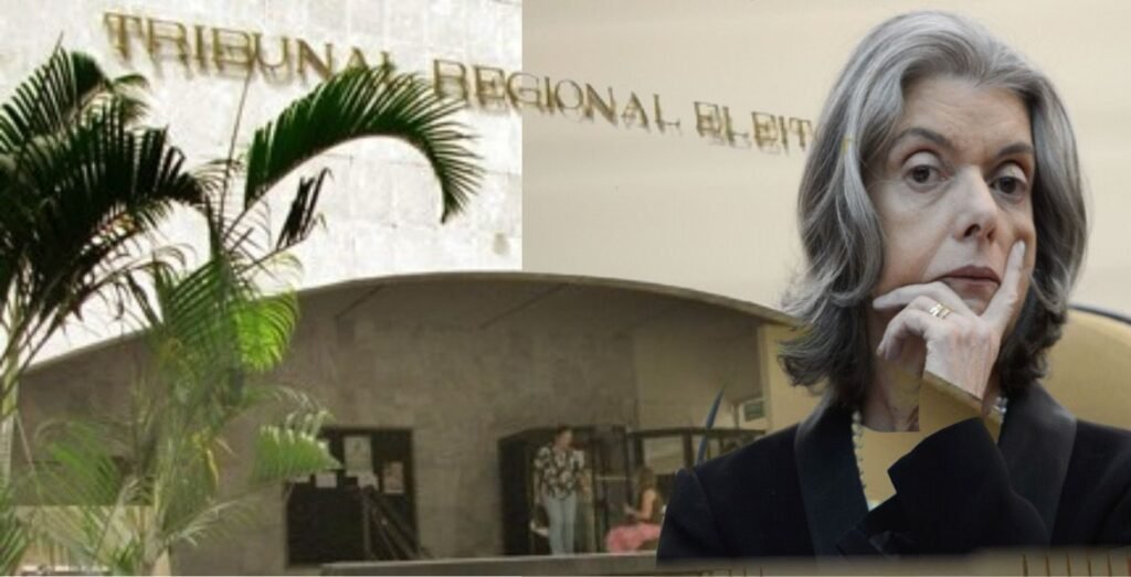 MOntagem com as fotos do TRE-PA e da ministra Cármem Lúcia