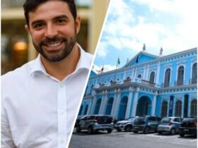 Igor Normando e palácio Antônio Lemos, sede da Prefeitura de Belém.