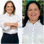 A prefeita Kelly Cristina Destro e sua vice, Evanuria de Oliveira Castro.