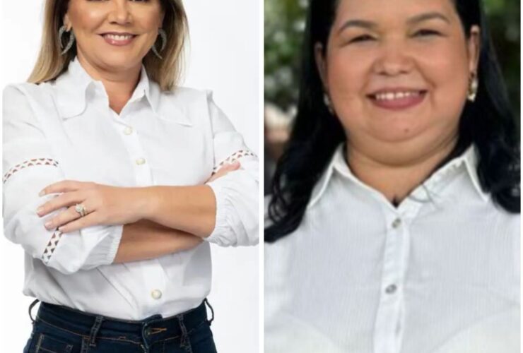 A prefeita Kelly Cristina Destro e sua vice, Evanuria de Oliveira Castro.
