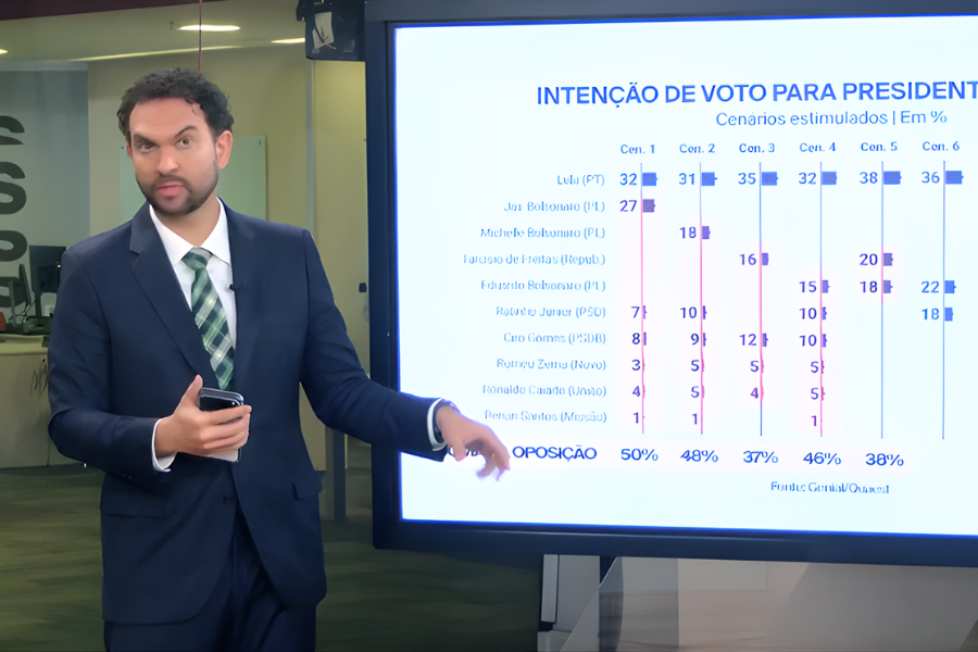 Presidente Lula acenando ao público durante evento, referência à liderança na pesquisa Quaest.