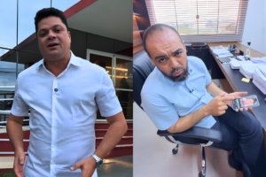 Na imgem dividida ao meio, aparecem Kássyo Ramos à esquerda, e Aurélio Goiano à direita.
