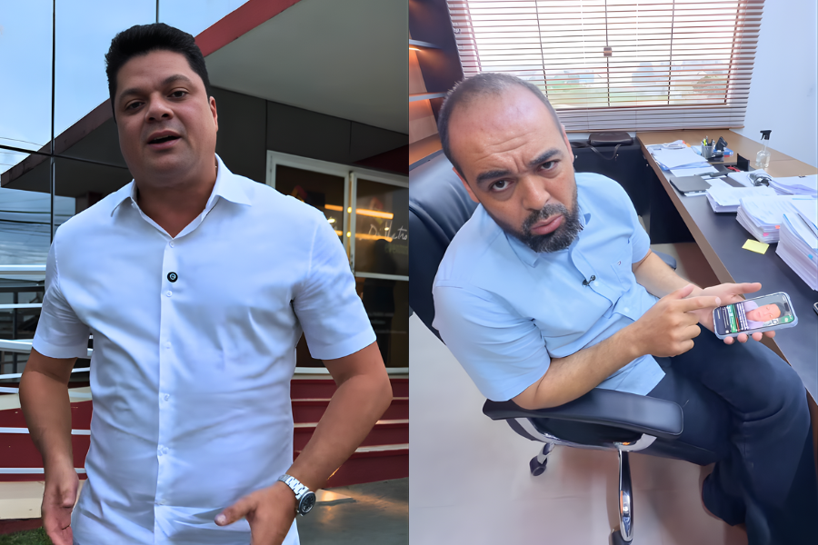 Na imgem dividida ao meio, aparecem Kássyo Ramos à esquerda, e Aurélio Goiano à direita.