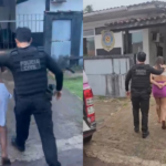 dois presos sendo conduzidos para a delegacia