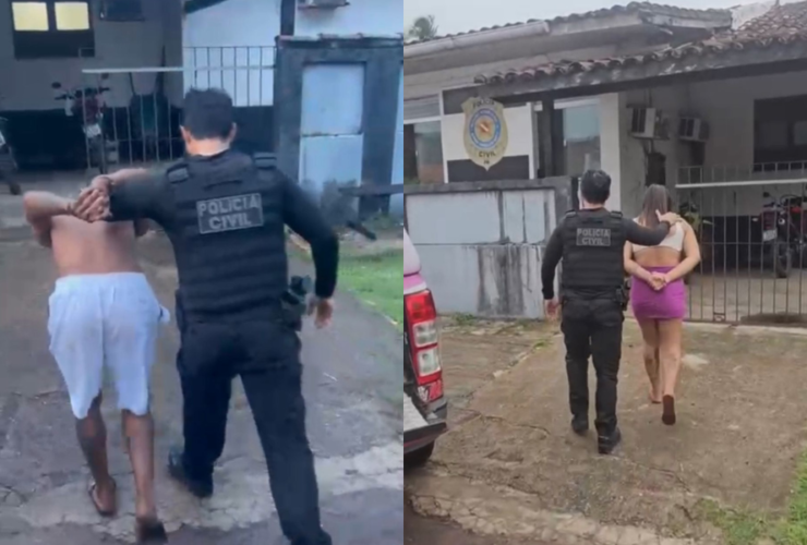 dois presos sendo conduzidos para a delegacia