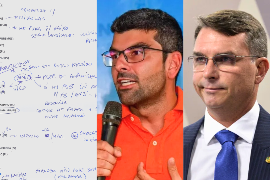 Recorte das anotações, Doutor Daniel e Flávio Bolsonaro