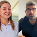 Na imagem aparecem Hana e Daniel, pré-candidatos ao governo do Pará.