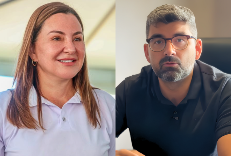 Na imagem aparecem Hana e Daniel, pré-candidatos ao governo do Pará.