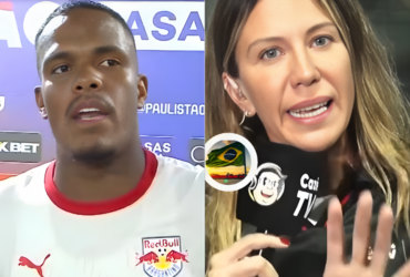 Jogador e jornalista aparecem lado a lado