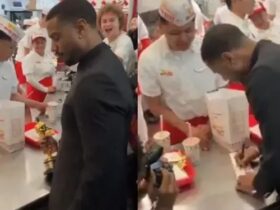 Michael B. Jordan é visto comemorando em fast food após ganhar o Oscar.