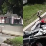 Motocicleta caída no chão após grave acidente na avenida Júlio César, em Belém.