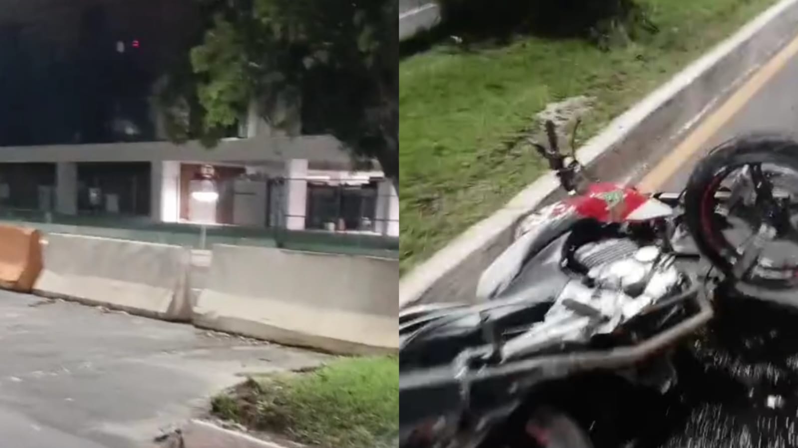 Motocicleta caída no chão após grave acidente na avenida Júlio César, em Belém.
