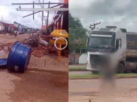 Carreta desgovernada destruiu casas, comércios e postes.