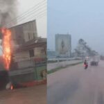 Registros mostram o momento exato da explosão em poste de energia; trânsito na rodovia sofre com o acúmulo de água.