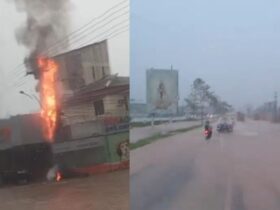 Registros mostram o momento exato da explosão em poste de energia; trânsito na rodovia sofre com o acúmulo de água.