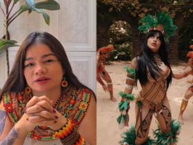 Imagem dividida, de um lado um recorte do vídeo da Nice Tupinambá e do lado direito um recorte do clipe da banda AR-15.