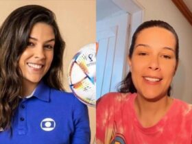 À esquerda, foto de divulgada de Renata Silveira na Globo. À direita, narradora em vídeo compartilhado na web