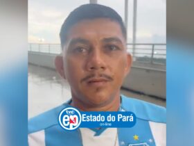 Torcedor do Paysandu entrevistado pela equipe da TVC Pará/Estado do Pará Online no Mangueirão