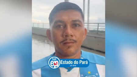 Torcedor do Paysandu entrevistado pela equipe da TVC Pará/Estado do Pará Online no Mangueirão