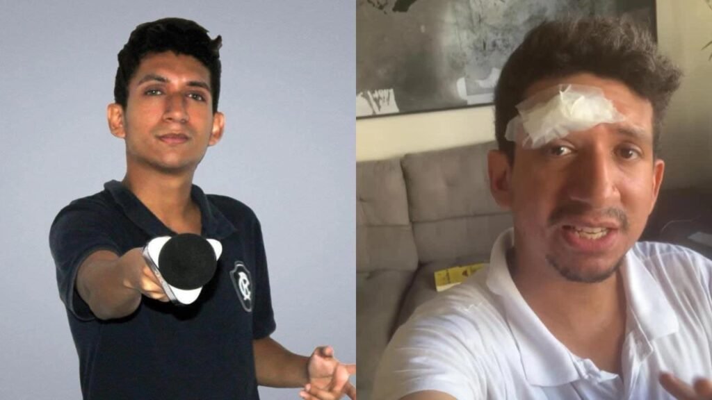 Criador de conteúdo atingido por garrafa