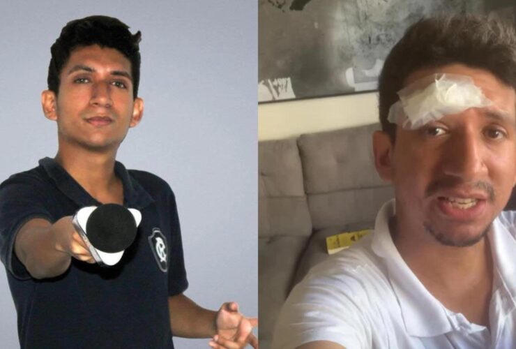 Criador de conteúdo atingido por garrafa