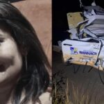 À esquerda: vítima do acidente. À direita: carro destruído