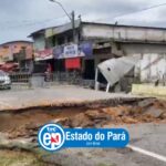 Rua danificada por fortes chuvas em Capitão Poço