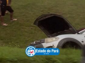 Carro tombado no canteiro da Av. Independencia