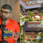 do lado esquerdo o prefeito daniel e do lado direito uma imagem da casa