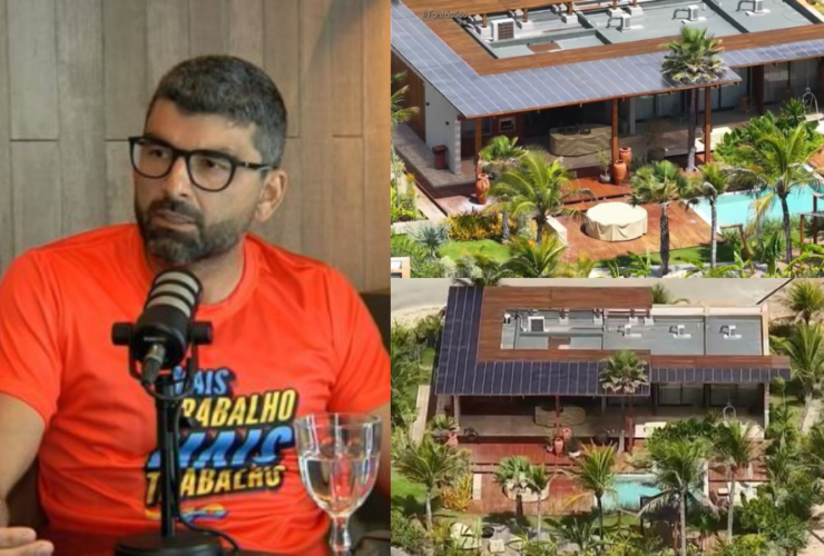 do lado esquerdo o prefeito daniel e do lado direito uma imagem da casa