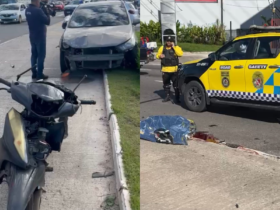 carro e moto destruídas