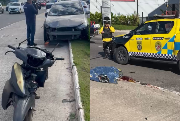 carro e moto destruídas